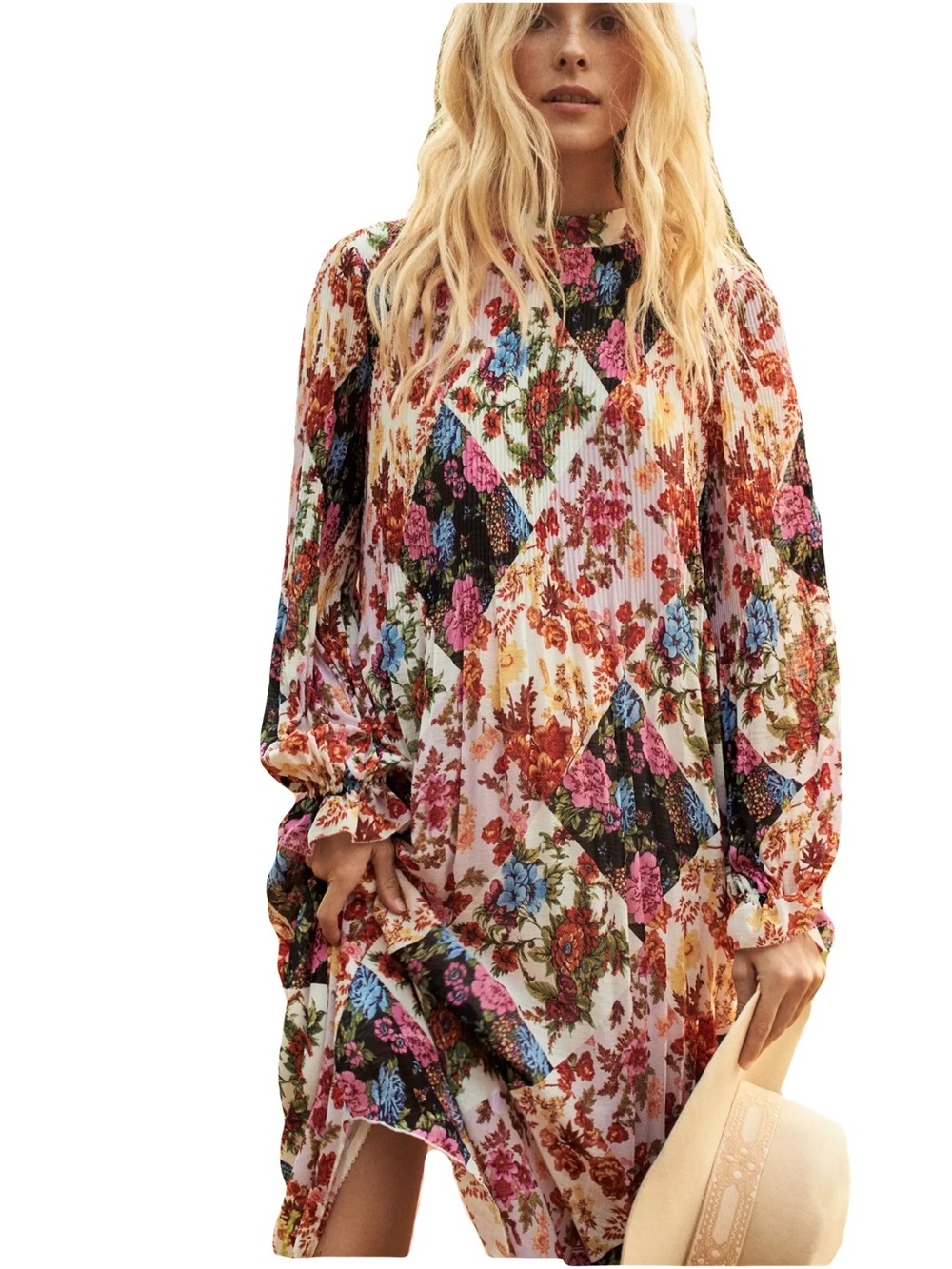 Anthropologie colorful smocked laced amethyst Mouliette Soeurs dress S
